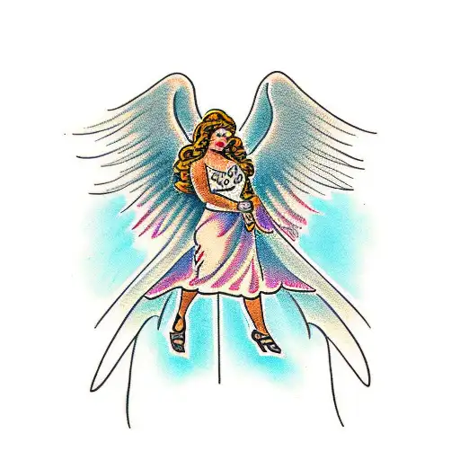 Female Angel On A Cross