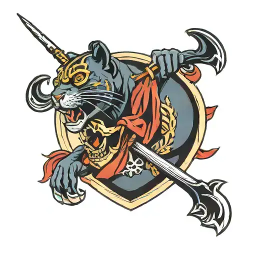 Panther And Skull With Scythe