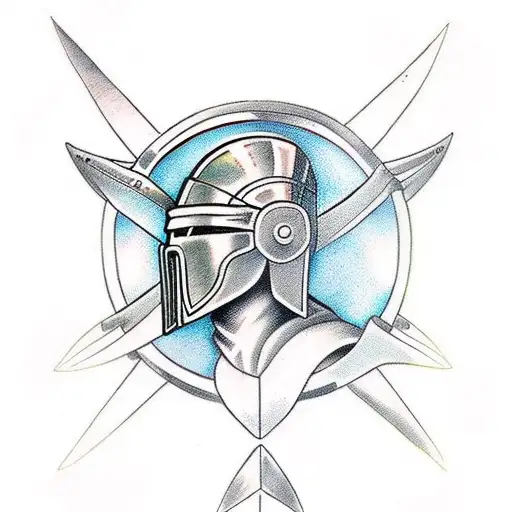 Sword Going Through Spartan Helmet