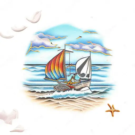 Beach Scene With Margaritas And Skeleton