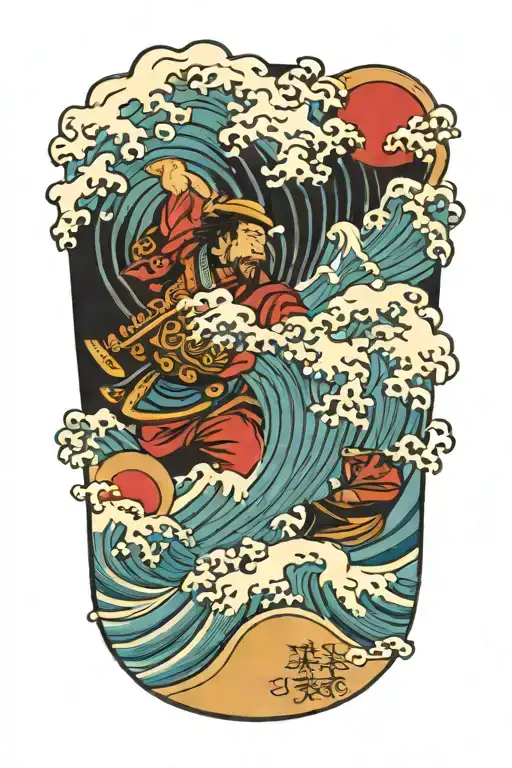 Chinese Wave With Samurai And Spartak