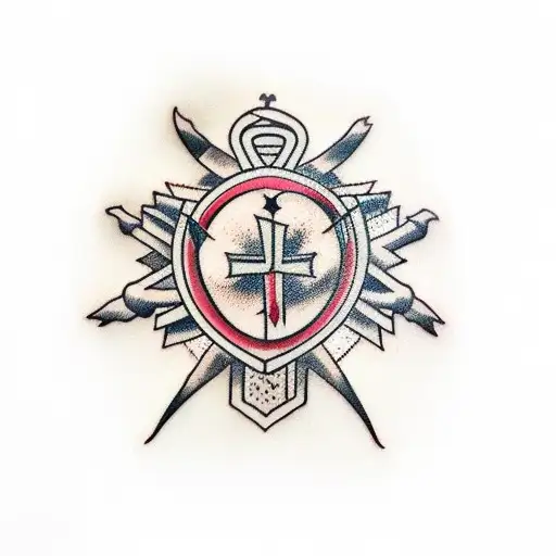 Nail Cross With Crown Of Thorns & Broken Bleeding Heart