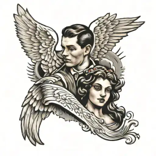 Brother With Angel Wings & Sister