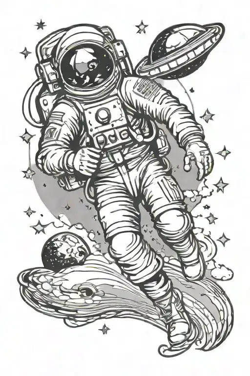 Astronaut Running With A Ufo