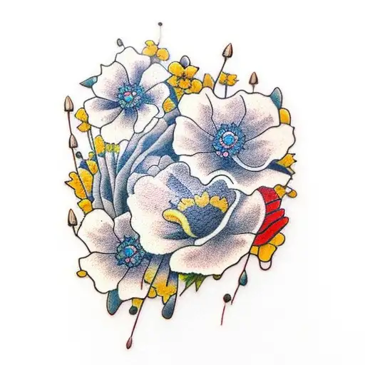 Bear With Golden Poppies And Texas Bluebonnets