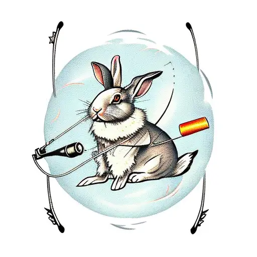 Rabbit On The Moon Holding A Fishing Rod