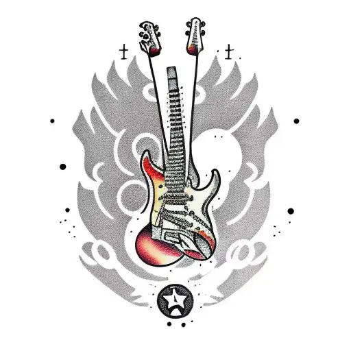 Guitar In The Background Of Electronics Space