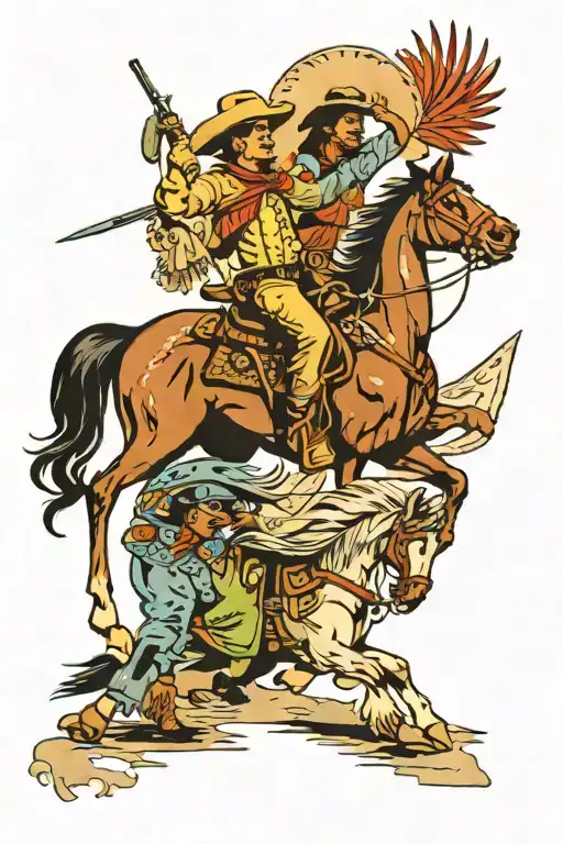 Cowboy And Indian Standoff