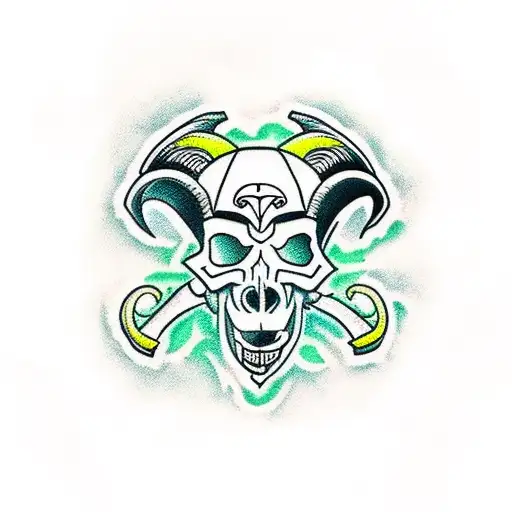 Rams Skull With Light Green Hue
