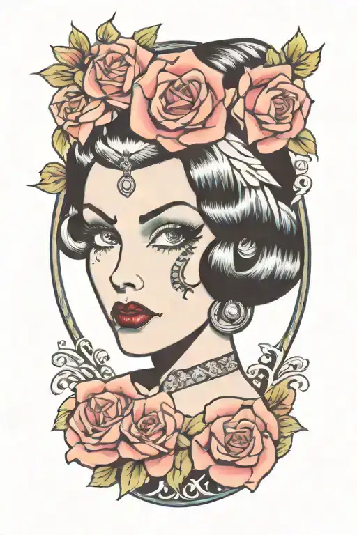Pinup Girl Goth White Eyes