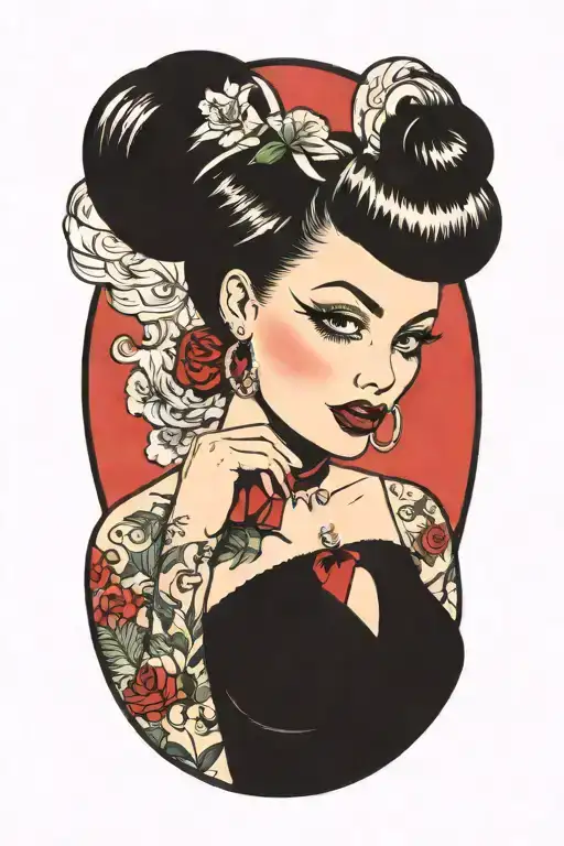 Pinup Girl Goth Black Eyes