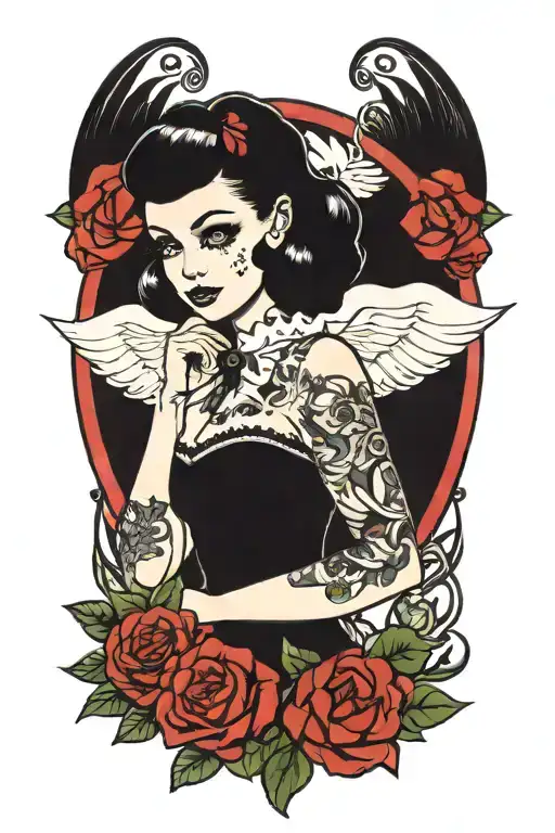 Pinup Girl Goth Black Eyes