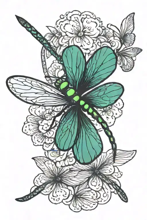 4 Leaf Clover With Dragonfly