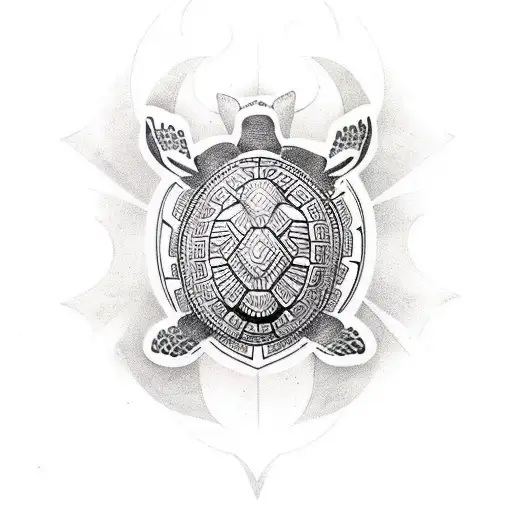 Polynesian Turtle Design Over Right Sholde To Back