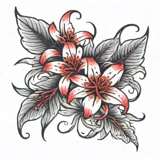 Sakura And Spider Lily Flowers