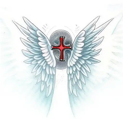 Angel Wings With A Cross In The Middle For A Large Back Piece