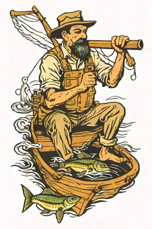 Fisherman Fishing While Sitting In A Boat