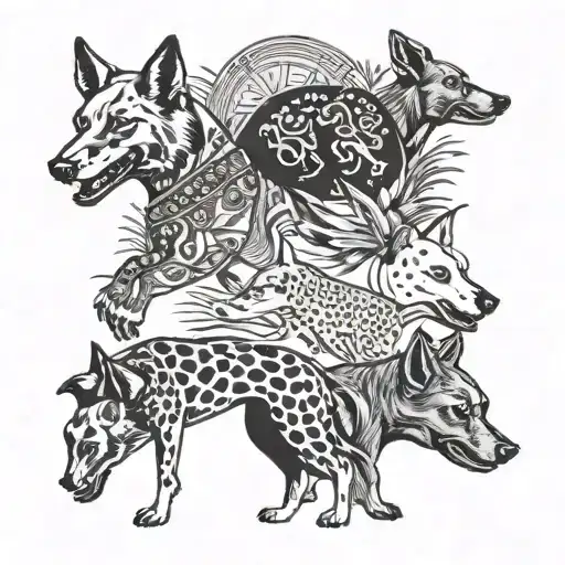 African Dog Pack Hunting Scene