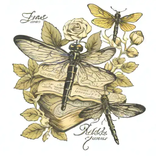 Jane Austen Book Title And A Dragonfly Hovering