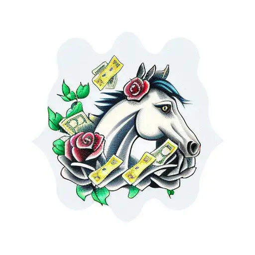Horse With Money And Roses