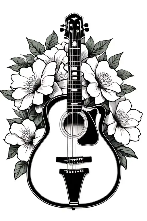 Gibson Acoustic Guitar With Entertwining Gardenias