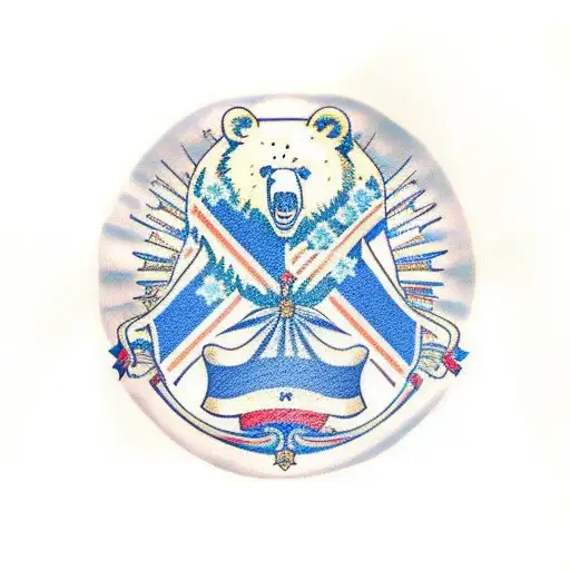 Russian Flag With A Bear