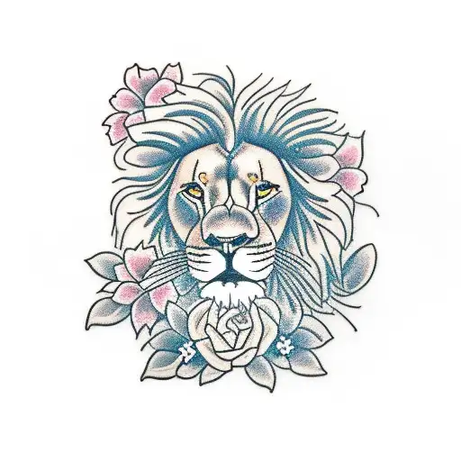 Lion With Flowers For Girl