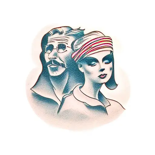 Siluet Of Two Friends Walking