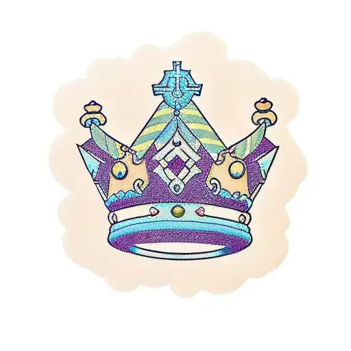 An Anime-inspired Tattoo Of A Student Holding A Crown With Strength Symbols Incorporated