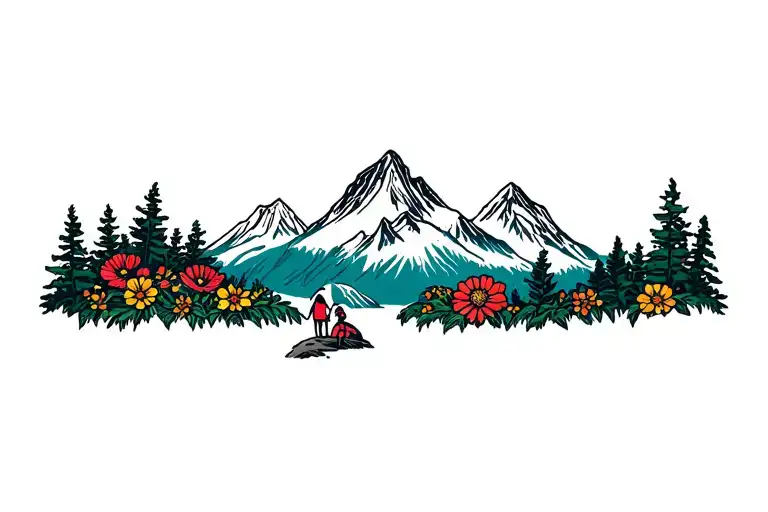 Mountains Landscape Flowers Inside Representing Children