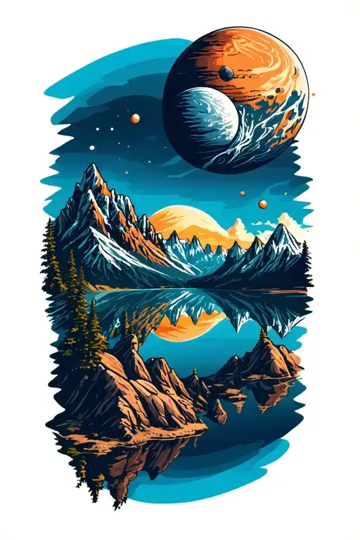 Mountains Landscape Planets Reflecting