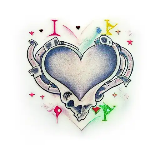 Ripped Skin Over Heart With Kids Names Incorporated