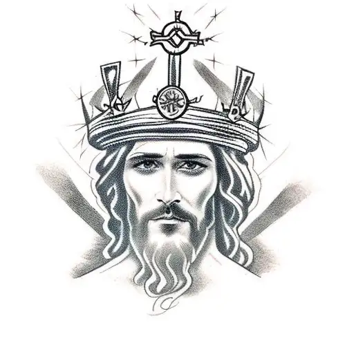 Jesus Christ With The Crown Of Thorns Offering His Hand