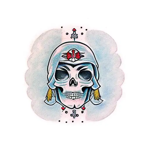 Skull With Half Face Women Who Is Crying