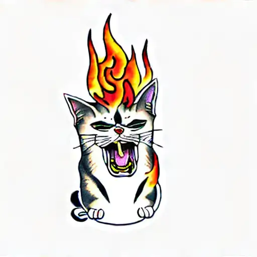 An Angry Cat With Flames