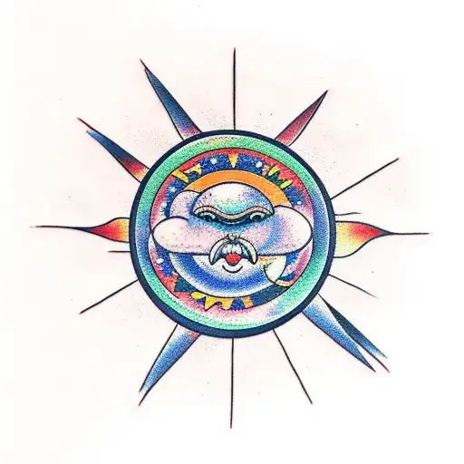 Bird Sun Moon And Stars But Not Within One Circle