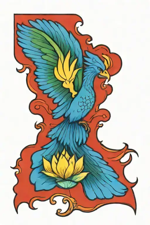 Pheonix Rising From A Lotus Flower