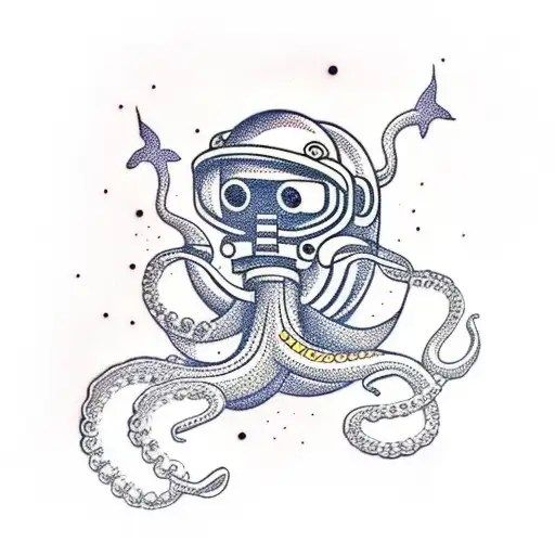 Astronaut Fighting Octopus