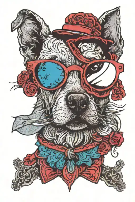 Dog Wearing Sunglasses With A Beard