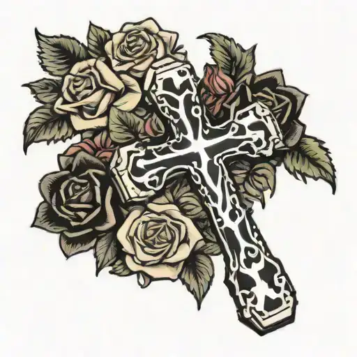 Cross And Roses And Cow Ear Tag