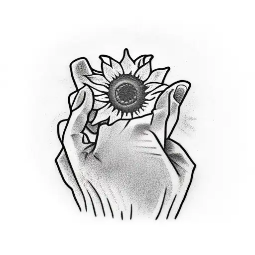 Sunflower With Hands Holding And Small Spanner