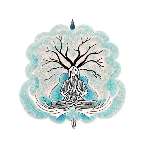 Tree Of Life Woman Meditating Crying