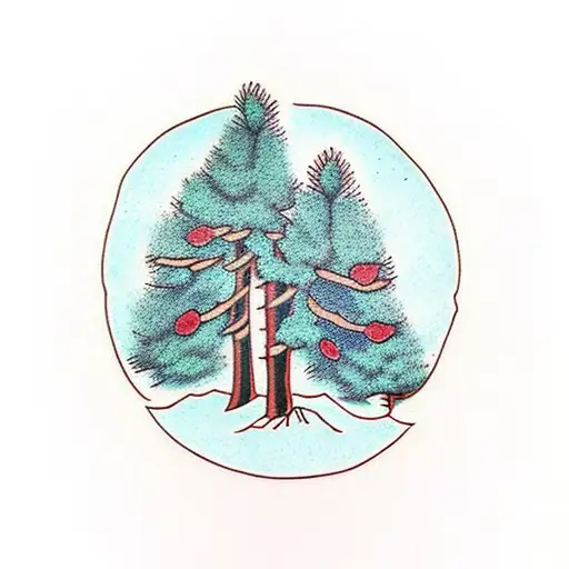 Pine Tree With A Rockrose