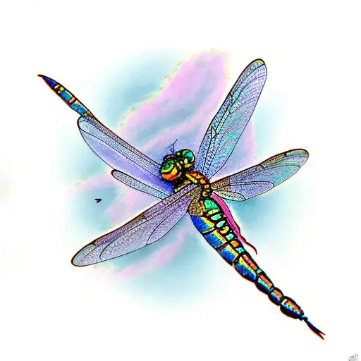 A Dragonfly With A Purple Body And Leopard Print Wings