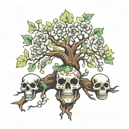 Oak Tree And Skulls