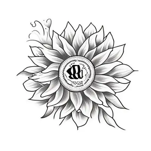 Sunflower With Initials Alr