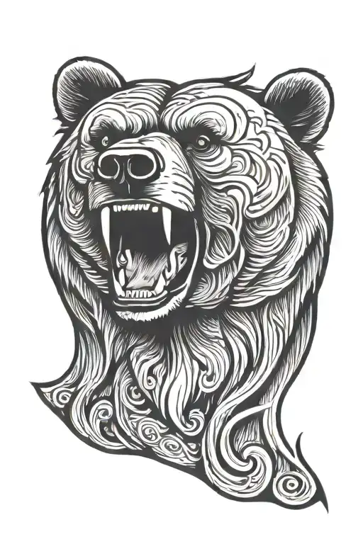 Bear Head With Open Mouth