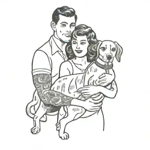 A Couple Holding A Dog