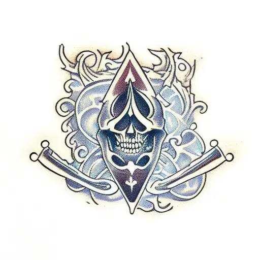 Ace Of Spades Card Cartoonish Skeleton