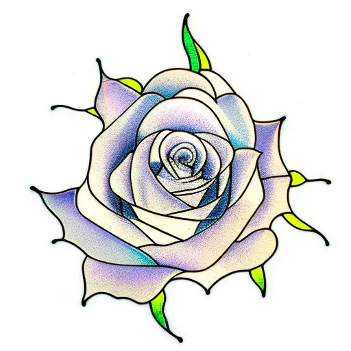 Stained Glass Rose And Stem